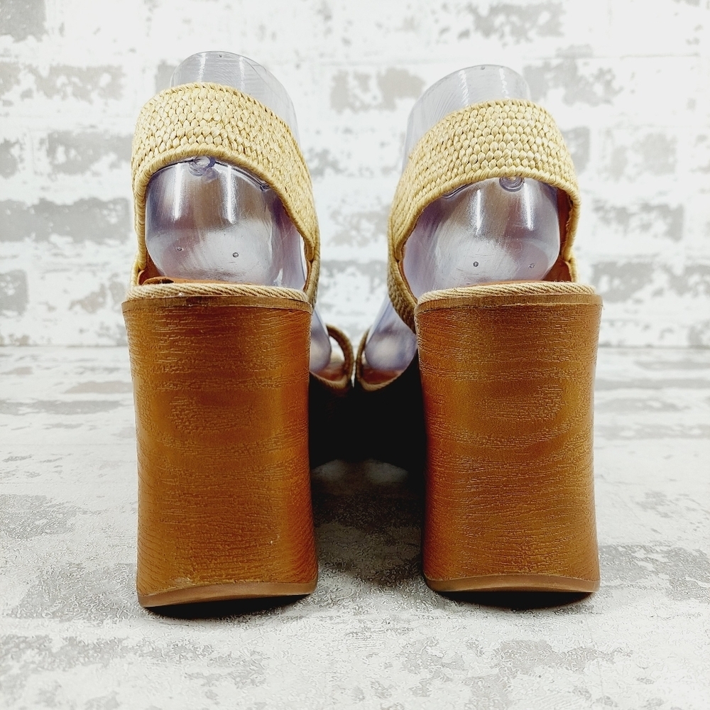 New Lucky Brand Delukah Dark Natural Wedge Heel Slingback Platform Sandals H814 - Picture 6 of 13